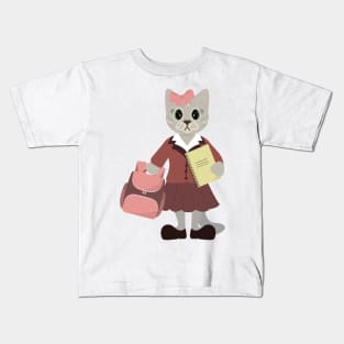 Cat schoolgirl Kids T-Shirt